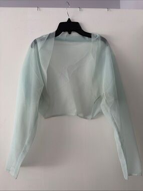 Cropped Sheer Mint Mesh Bolero - Women Tops